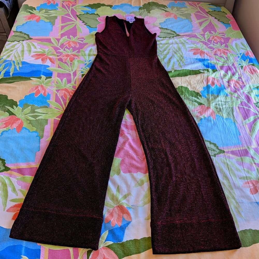 Vizio USA Women's Large Dark Red & Golden Polyester Jump Suit New With Tags